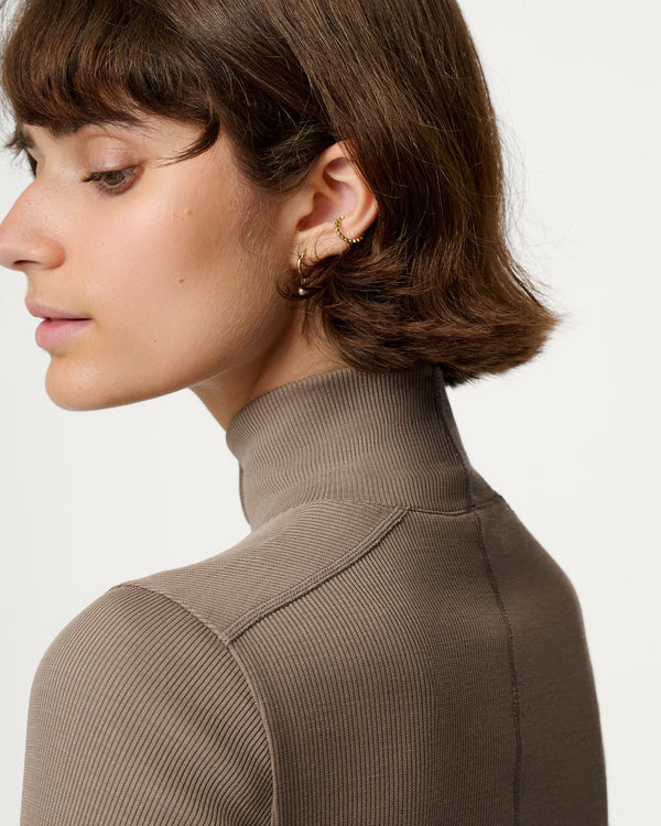 Ribbed Merino Turtleneck 01 - Morel
