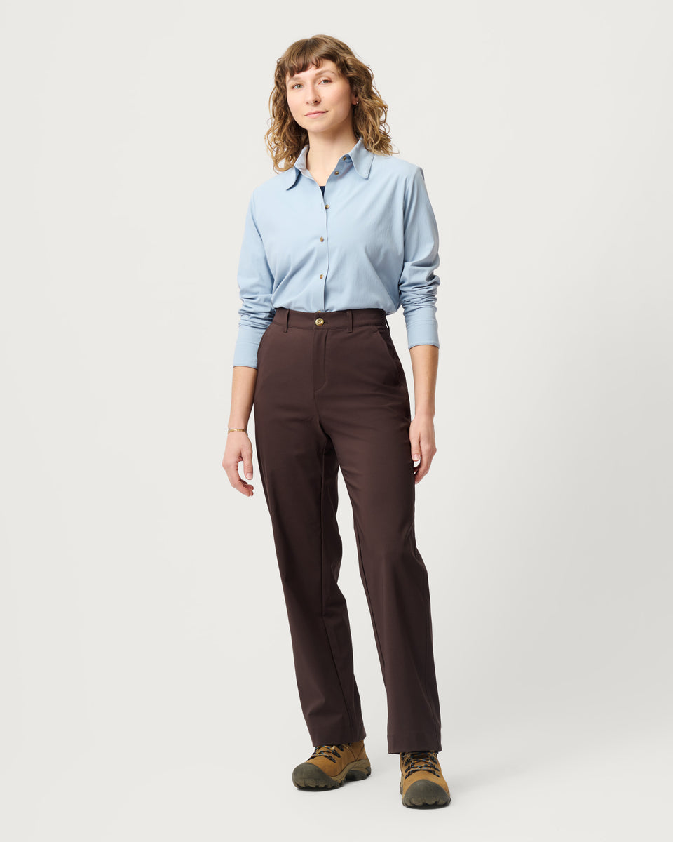 レイヤード風ドッキングトップス&ワイドパンツ(GIRL) ダークブラウン Hikerkind Trousers - High-Performance Women's Hiking Pant