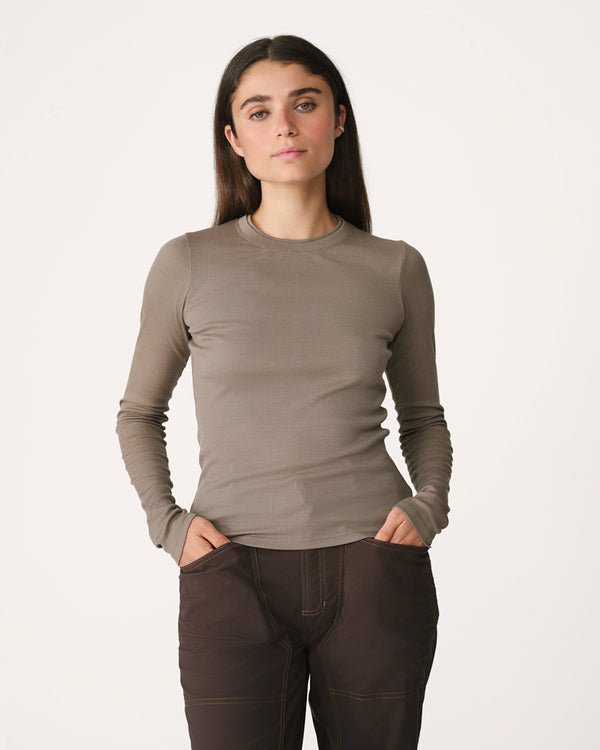 Ribbed Merino Long Sleeve Tee 01 - Morel