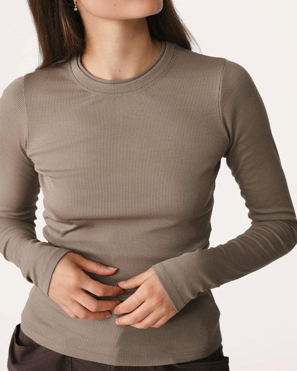 Ribbed Merino Long Sleeve Tee 01 - Morel