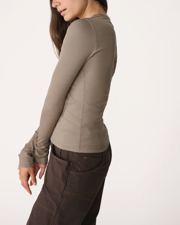 Ribbed Merino Long Sleeve Tee 01 - Morel