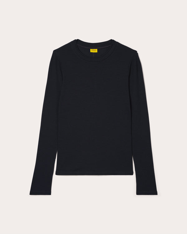 Ribbed Merino Long Sleeve Tee 01 - Woad