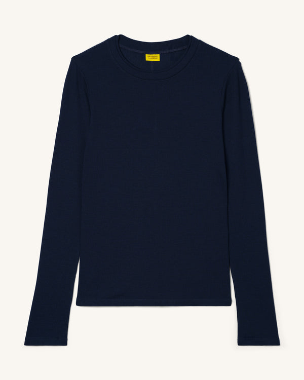 Ribbed Merino Long Sleeve Tee 01 - Woad