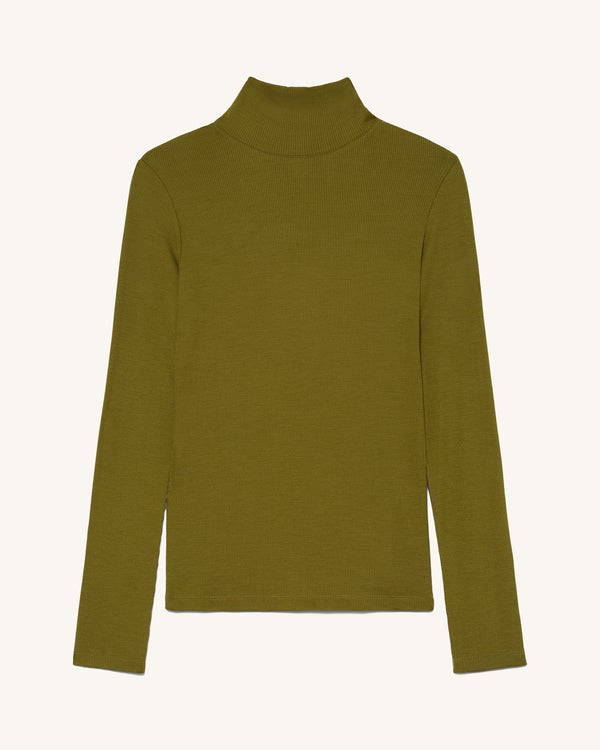 Ribbed Merino Turtleneck - Verdant