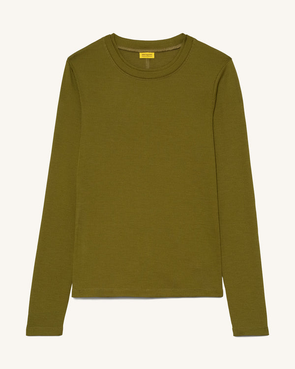 Ribbed Merino Long Sleeve Tee - Verdant