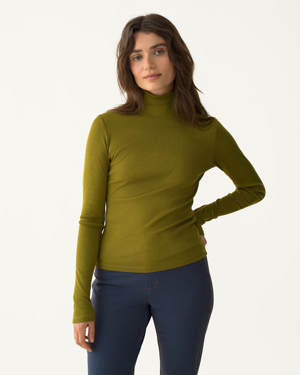 Ribbed Merino Turtleneck - Verdant