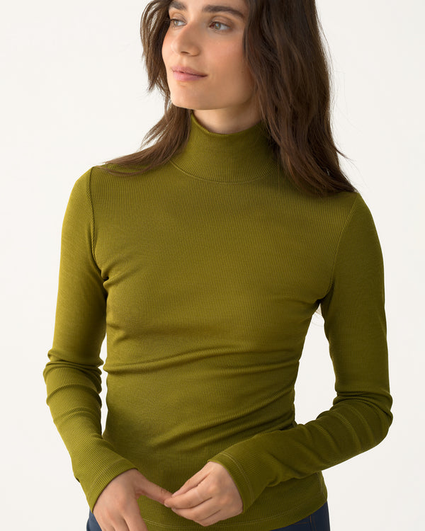 Ribbed Merino Turtleneck - Verdant