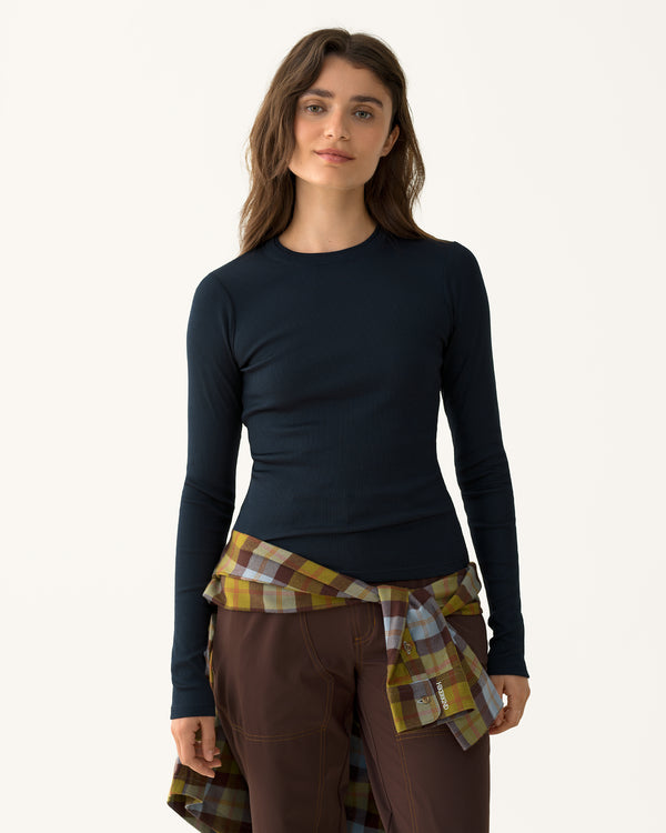 Ribbed Merino Long Sleeve Tee 01 - Woad