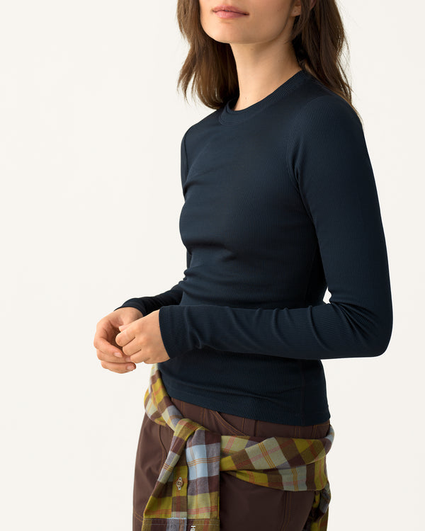 Ribbed Merino Long Sleeve Tee 01 - Woad