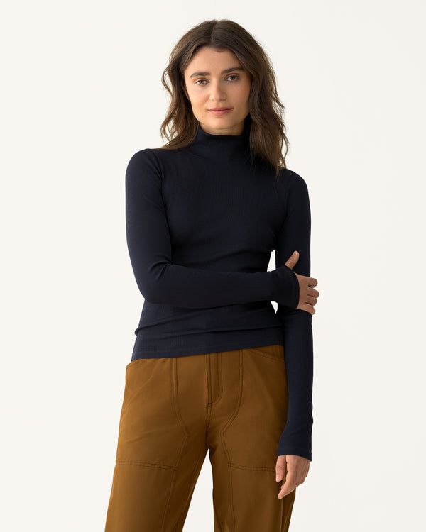 Ribbed Merino Turtleneck - Woad