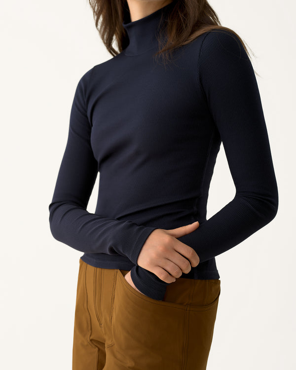 Ribbed Merino Turtleneck - Woad