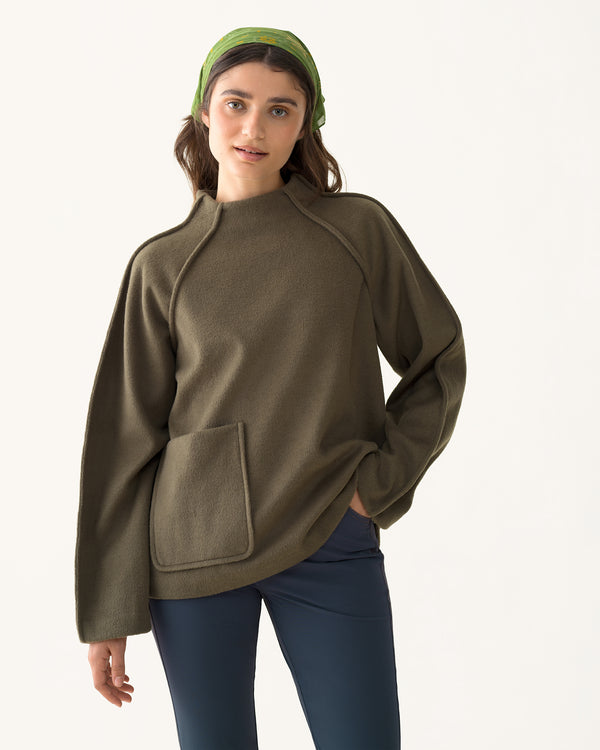 Mock Neck Pile Fleece - Conifer