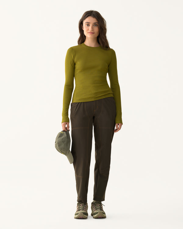 Ribbed Merino Long Sleeve Tee - Verdant