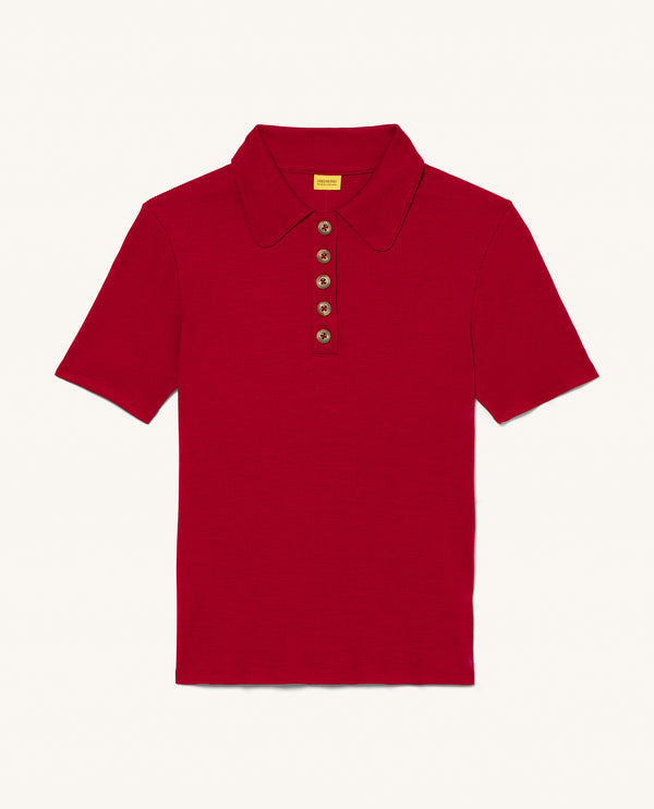 Ribbed Merino Polo - Luxurious, Durable Hiking Shirt - Rowan