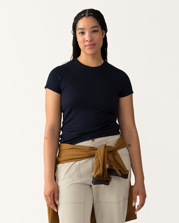 Ribbed Merino T-Shirt - Woad